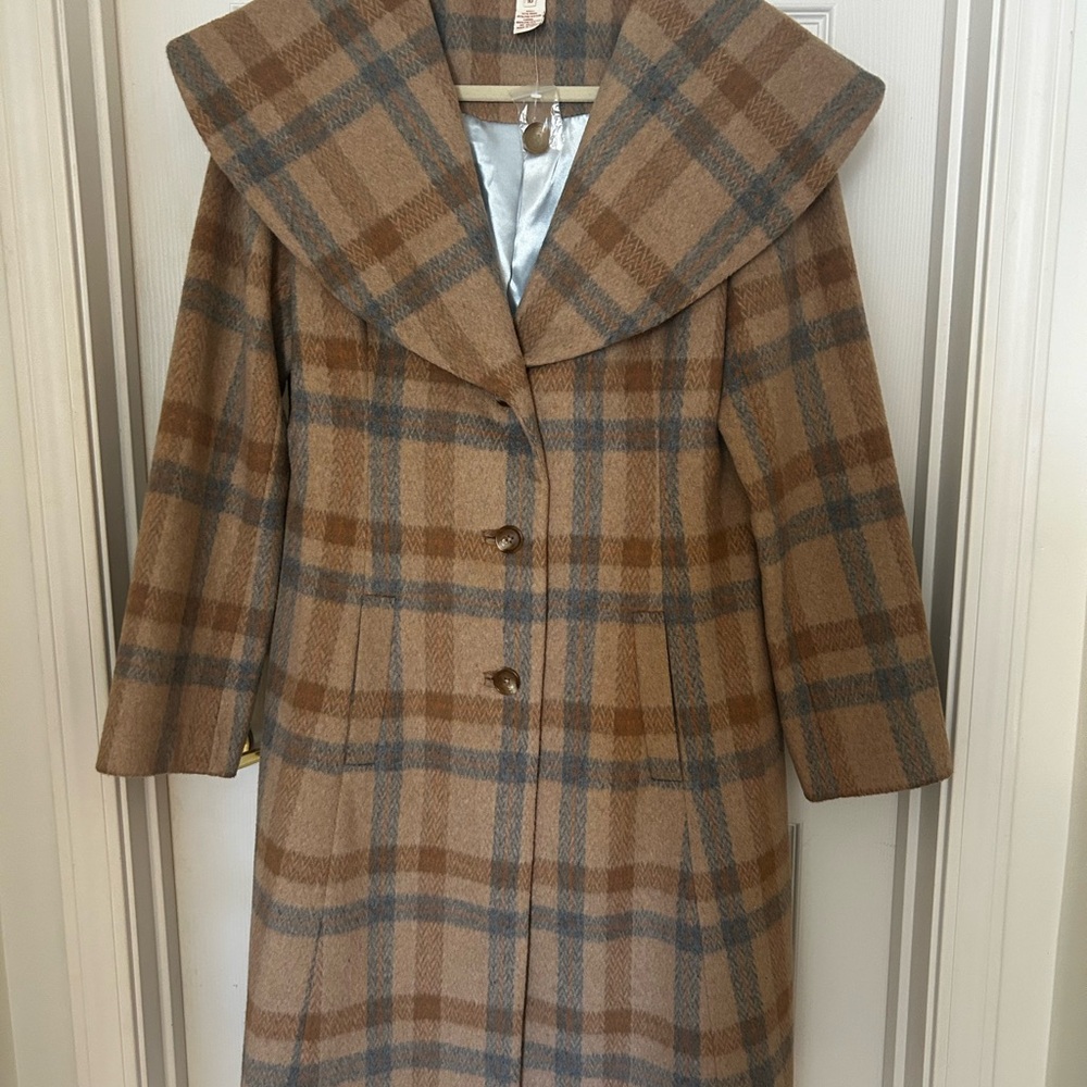 Sundance Camel and Blue Wool Coat